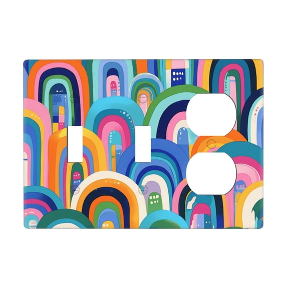 Vibrant Color Hues Painting Switch Cover Decorative Wall Plate 3-Gang 2-Toggle 1-Duplex Standard Size