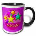 thumbnail image 1 of 3drose, Vibrant Colored Stars on a Pink Background with the Name Megan, 11oz Two-tone Black Mug, 1 of 6
