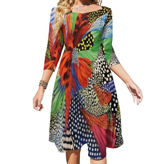 Vibrant Colorful Abstract Floral Burst Dress Summer Dresses Woman Street Style Big Size Casual Dress
