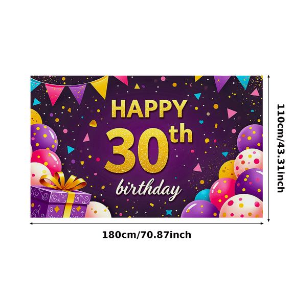 Vibrant Colorful Background for 30th Birthday Celebration Party Happy Birthday Banner Balloons Gift Box Decors Photography Props Party Supplies