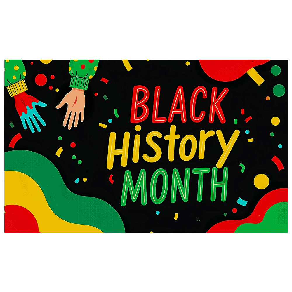 Vibrant Colorful Black History Month Banner with Hand and Star Elements ...