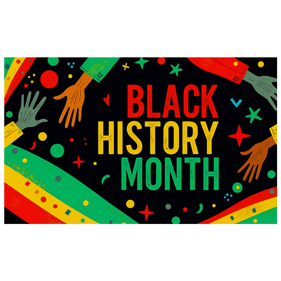 Vibrant Colorful Black History Month Banner with Hand and Star Elements Backdrop Decorations for Community Events Cultural Celebrations Educational Gatherings Party Decor and Photography Props