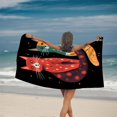thumbnail image 1 of Vibrant Colorful Cats Beach Towel - Stylish Red & Green Pattern Perfect for Pool Travel and Bathing - Eye-Catching Design, 1 of 6