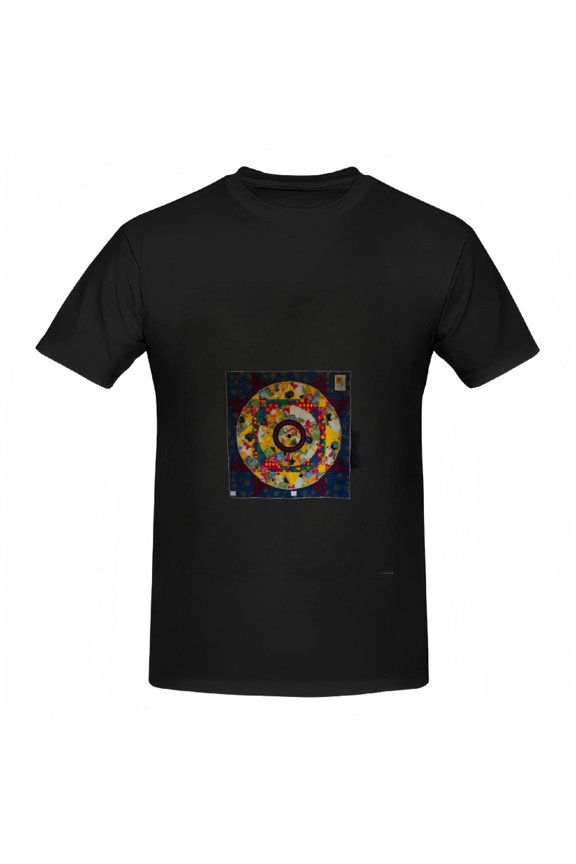 Vibrant Colorful Circular Design Cotton Short Sleeve T-Shirt for Women - Eye-Catching Concentric Circles Tee Top