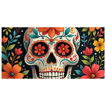 Vibrant Colorful Sugar Skull Design Banner for Day of the Dead Celebrations Background Backdrop Party Decorations Fiesta Photo Booth Props Event Decor