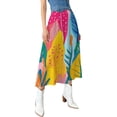 thumbnail image 1 of Vibrant Colorful Tropical Leaf Art Women High Waist Midi Skirt Elegant Midi Skirt High Waist A-line for Women, 1 of 4