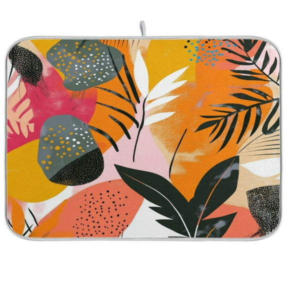 Vibrant Colors Abstract Shapes Dish Drying Mat Kitchen Mats Microfiber Counter Absorbent Dish Pad Drainer Rack
