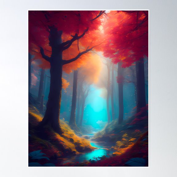 Vibrant Colors And Crystal-Clear Water In The Enchanted Forest Realm - Elves Design Poster Wall Art, Modern Wall Decor, 8x12 UNFRAMED