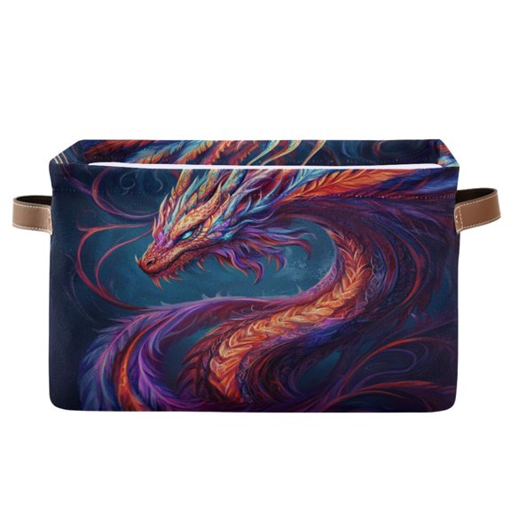 Vibrant Colors Dragon Foldable Storage Basket,Canvas Fabric Foldable Storage Bins with Handles Open Home Storage Bins Boxes for Toy Book Shelf Closet Baskets