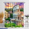 thumbnail image 1 of Vibrant Colosseum Shower Curtain - Iconic Roman Amphitheater with Sunset Sky & Cityscape Design, 1 of 5