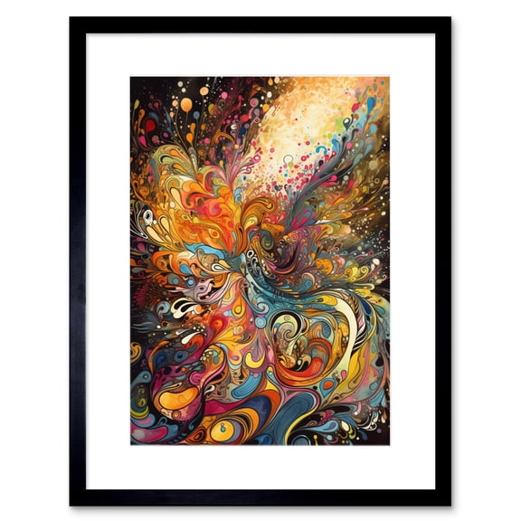 Vibrant Colour Sound Waves Music Artwork Framed Print Wall Art 9X7 Inch