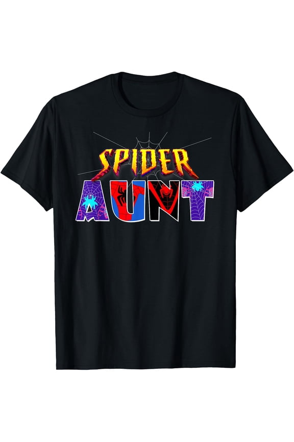 Vibrant Comic Spider Aunt Design T-Shirt for Family Mother's Day Party