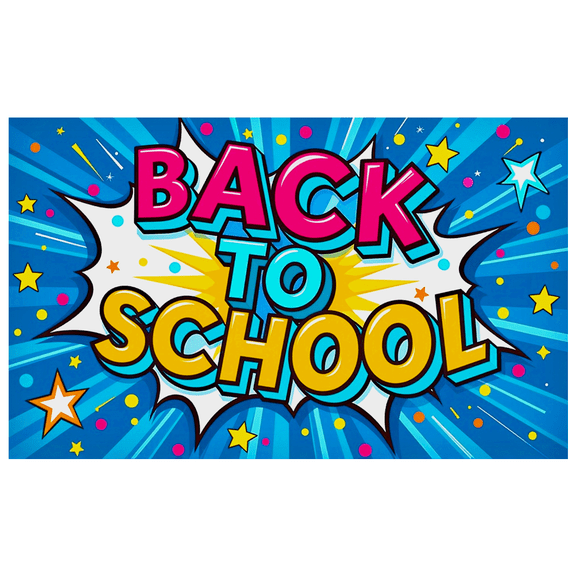 Vibrant Comic Style Back to School Banner Background Decoration Backdrop Party Supplies for Classroom Decorations Photo Booth Props School Events Welcome Parties