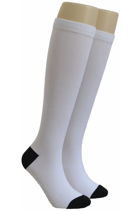 Vibrant Compression Socks: Mild for Work, Sports & Travel. Fits Most Adults 1 Pair - White