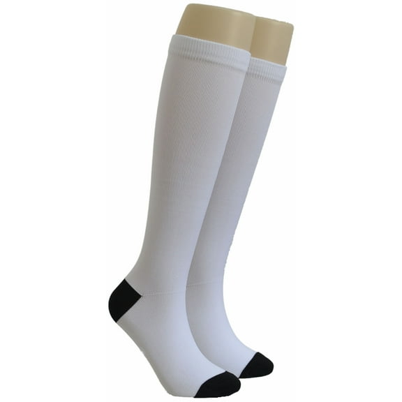 Vibrant Compression Socks: Mild for Work, Sports & Travel. Fits Most Adults 1 Pair - White