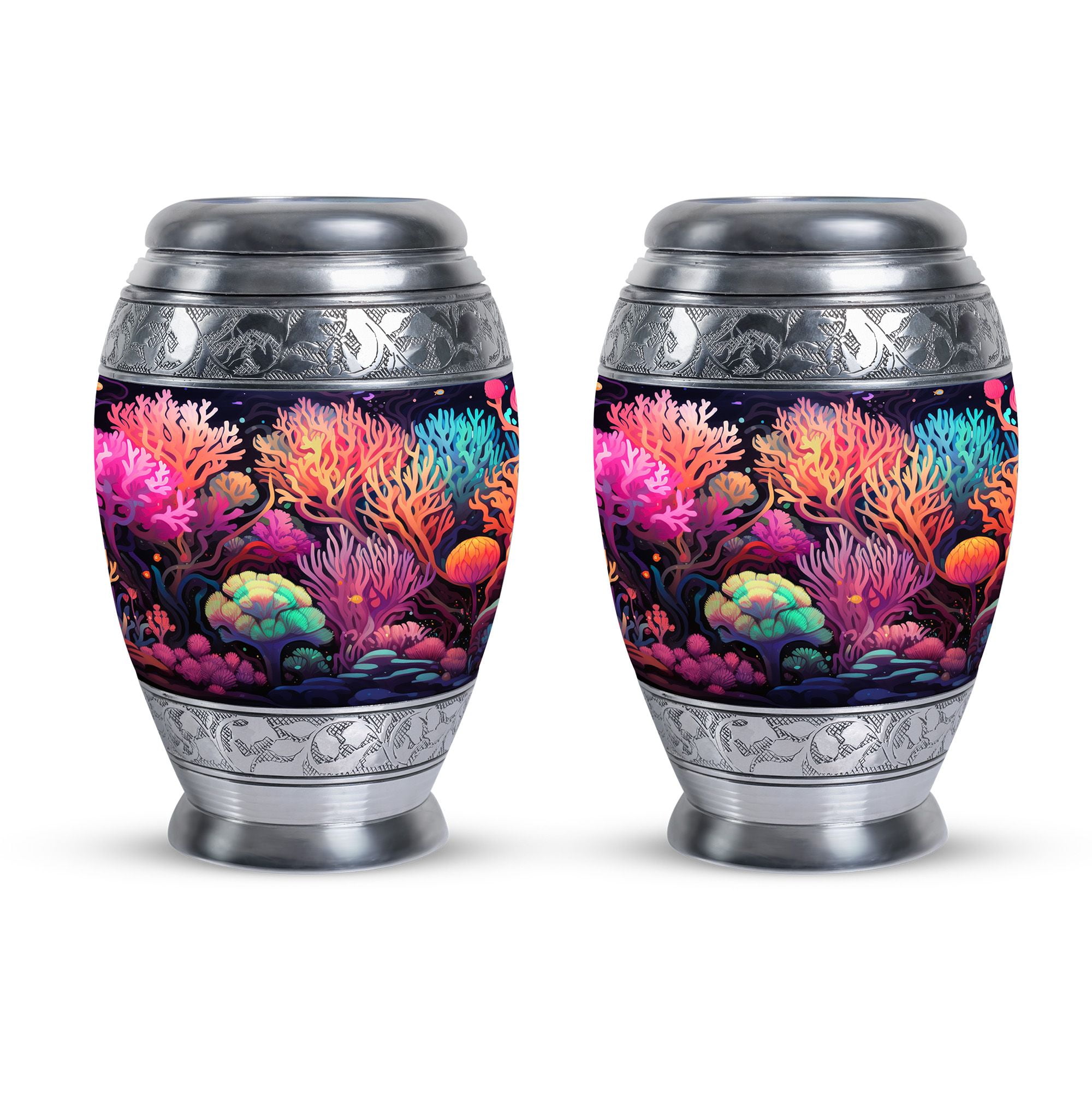Vibrant Coral Reef Ecosystem Burial Urns For Human Ashes, Urn For Ashes