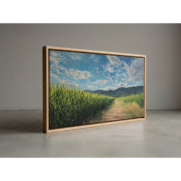 Vibrant Cornfield Dirt Path Mountain Portrait Decor Unframed Paper Print