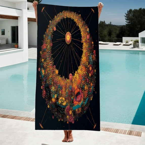 Vibrant Cosmic Pattern Beach Towel - Abstract Design for Women Perfect for Pool Bath and Travel Colorful