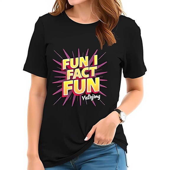 Vibrant Cotton Short Sleeve T-Shirt with " FUN I FACT FUN " Graphic and Design for Everyday Wear
