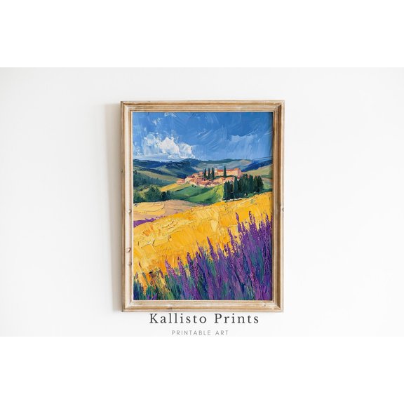 Vibrant Countryside Village Wall Art Poster Golden Fields Rustic Scenic Décor 716, Size 24x36 UNFFRAMED F03.1.6l2294