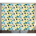 thumbnail image 1 of Vibrant Curtains 2 Panels Set, Continuous Sketchy Circles Modern Abstract Style Print, Window Drapes for Living Room Bedroom, 108"W X 96"L,Deep Sky Blue Rose Yellow and Champagne, by Ambesonne, 1 of 3