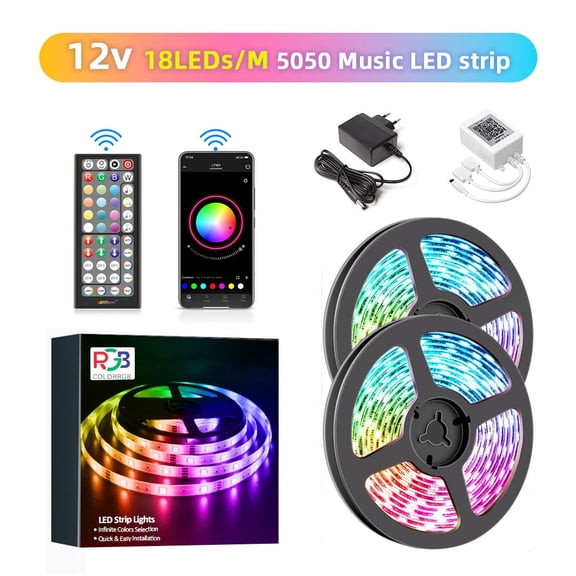 Vibrant DIY RGB LED Strip Light - Create a Stunning Ambiance with a Flexible 5050/SMD3535 Ribbon, Bluetooth Control, and DC 12V Power - Ideal for Christmas Decor and More