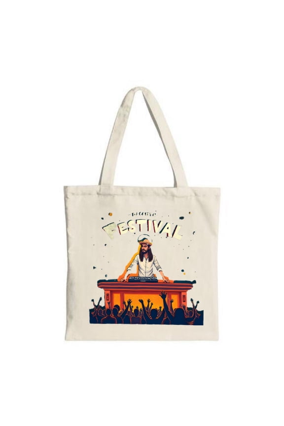 Vibrant DJ Festival Tote Bag - Colorful Design Perfect for Parties Travel & Shopping Multifunctional Canvas Bag