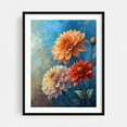 thumbnail image 1 of Vibrant Dahlias on a Blue Canvas - Illustration Floral Flowers Botanical Modern Art Nature Garden Black Framed Wall Art Print 5 x 7 inches, 1 of 3