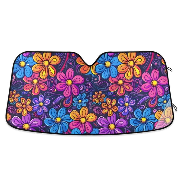 Vibrant Daisy Flowers Car Windshield Sun Shade Foldable Car Front Window Visor Heat and UV Protection 53x23.5