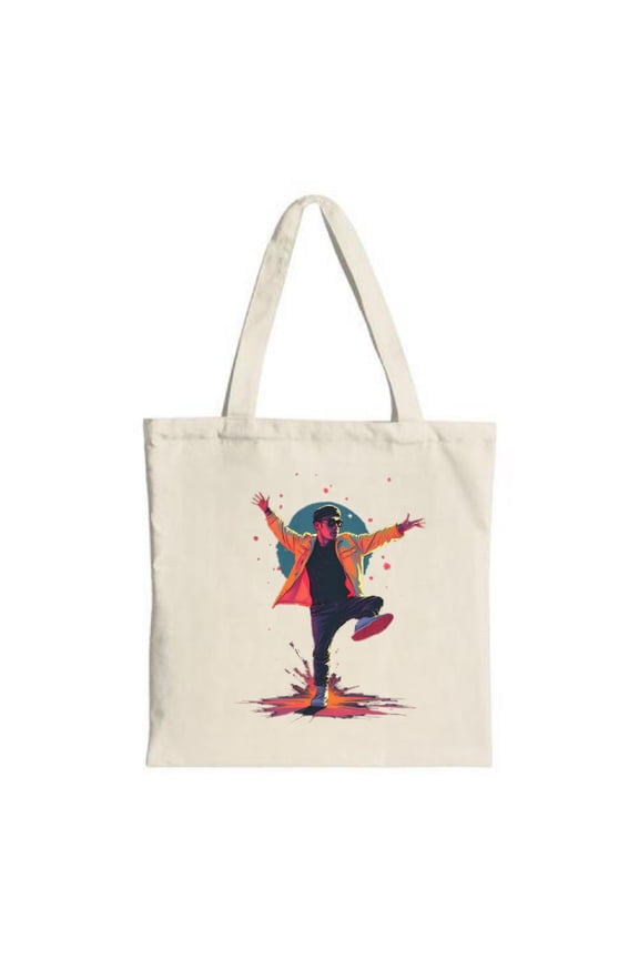 Vibrant Dance Illustration Tote Bag - Colorful Canvas Perfect for Parties Travel & Shopping Capturing Joy & Movement