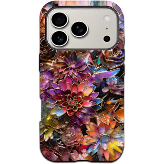 Vibrant Defined Blossoms Print Case for iPhone 17 Pro Max, Smooth Glossy Finish Women Girls Stylish Slim TPU and Hard PC Dual Layer Shockproof Protective Phone Cover 6.9", Colorful