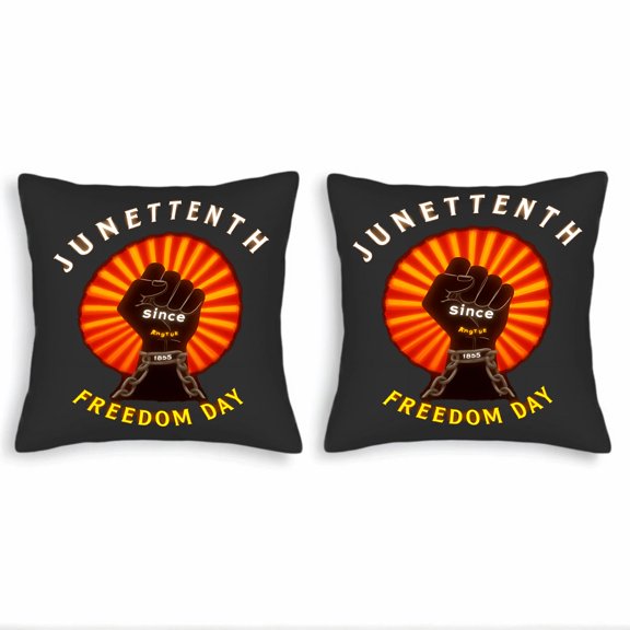 Vibrant Design Throw Pillow Covers 18x18in Set of 2 - Bold Fist & Freedom Day Theme for Couch Bed Car Decor