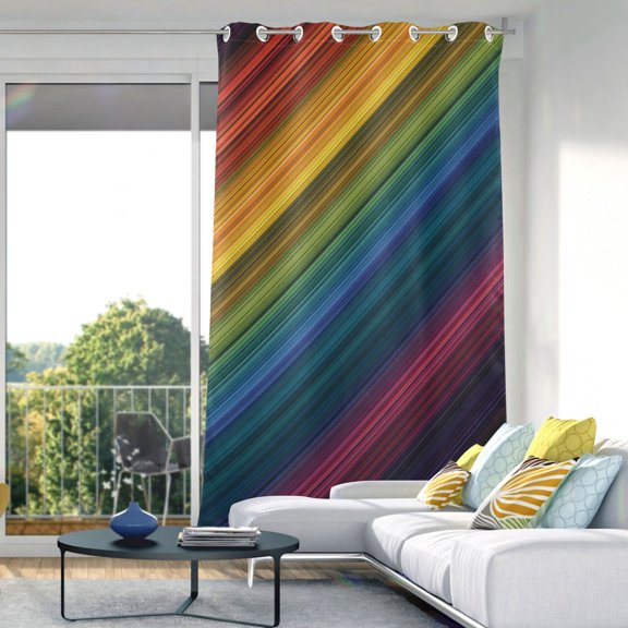 Vibrant Diagonal Striped Pattern Curtain Light Filtering Thermal Insulated Drapes with Grommets 1 Panel 84" x 42"