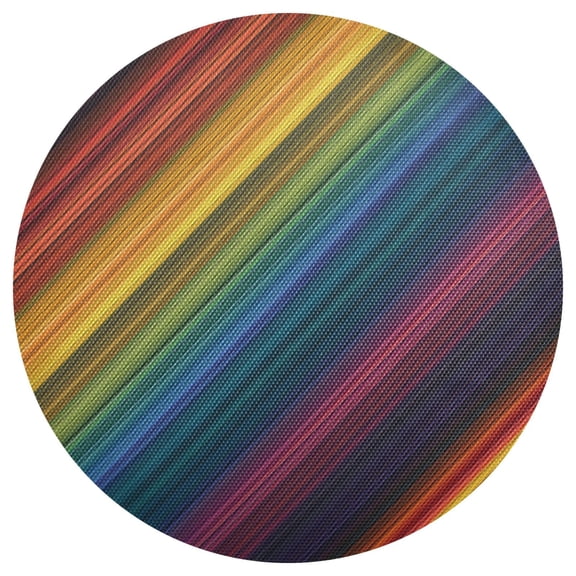 Vibrant Diagonal Striped Pattern PVC Round Grid Placemat Table Mat 1 Pc 15.4" x 15.4"