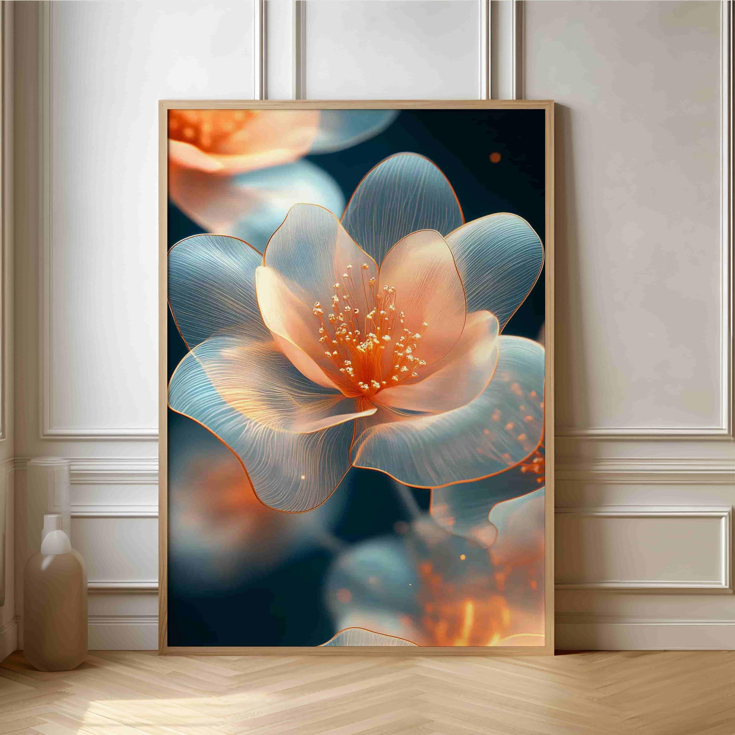 Vibrant Digital Bloom Contemporary Abstract Floral Art Design Poster ...