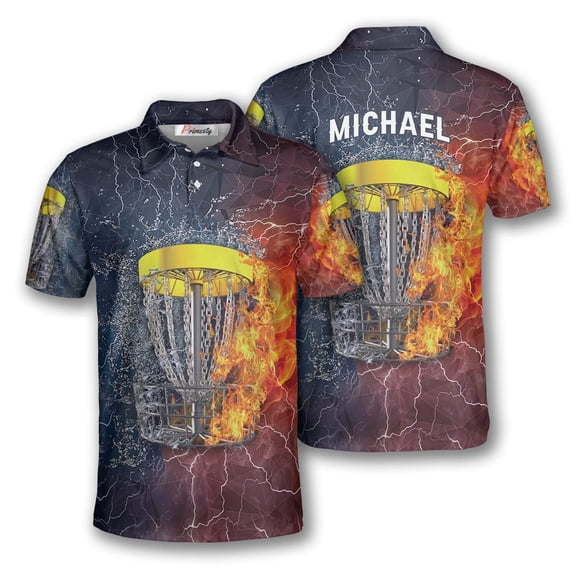 Vibrant Disc Golf Flame Design T-Shirt for Personalized Team Customization, Sizes S-5XL