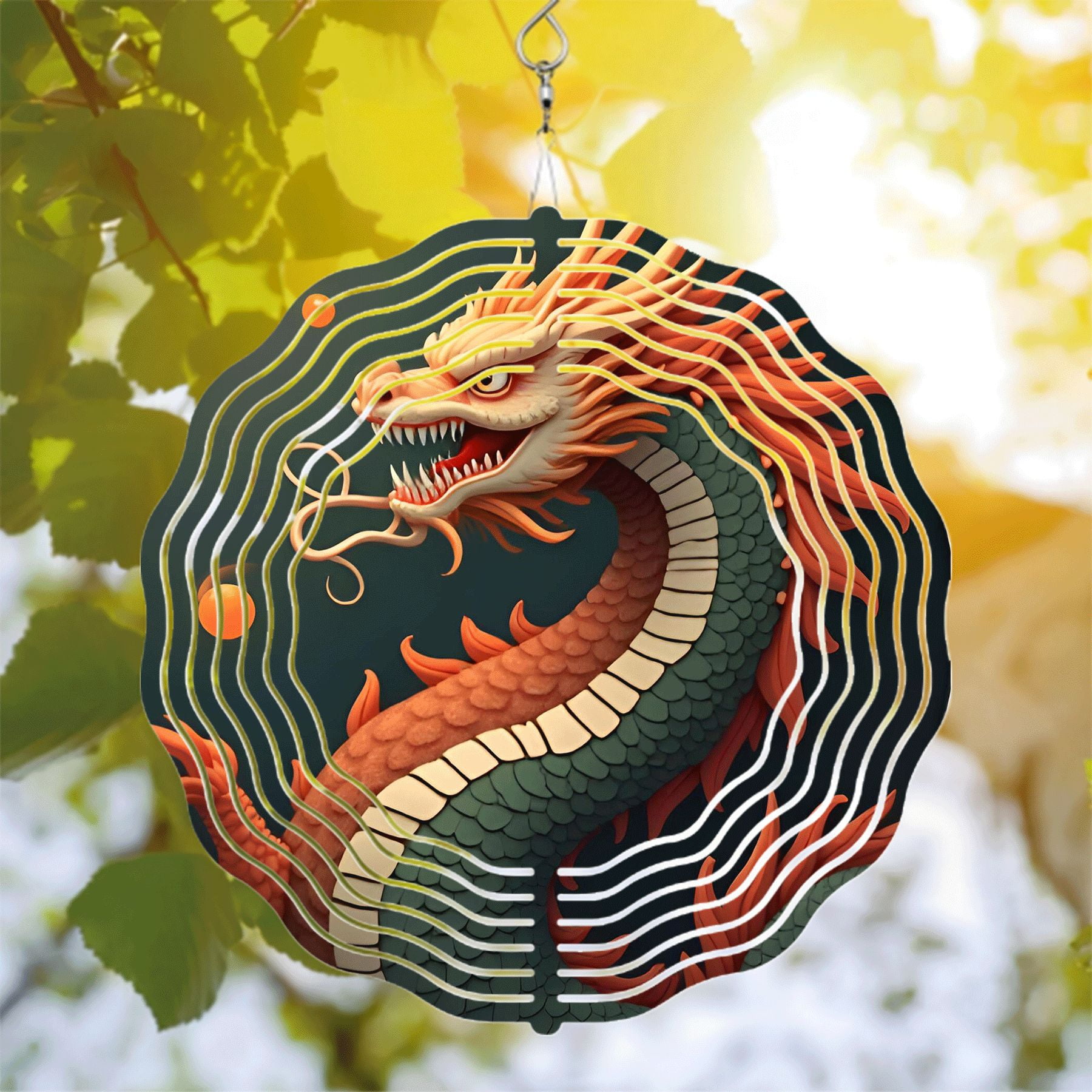 Vibrant Dragon Metal Wind Spinner & Chime - Dynamic Vortex Design for ...