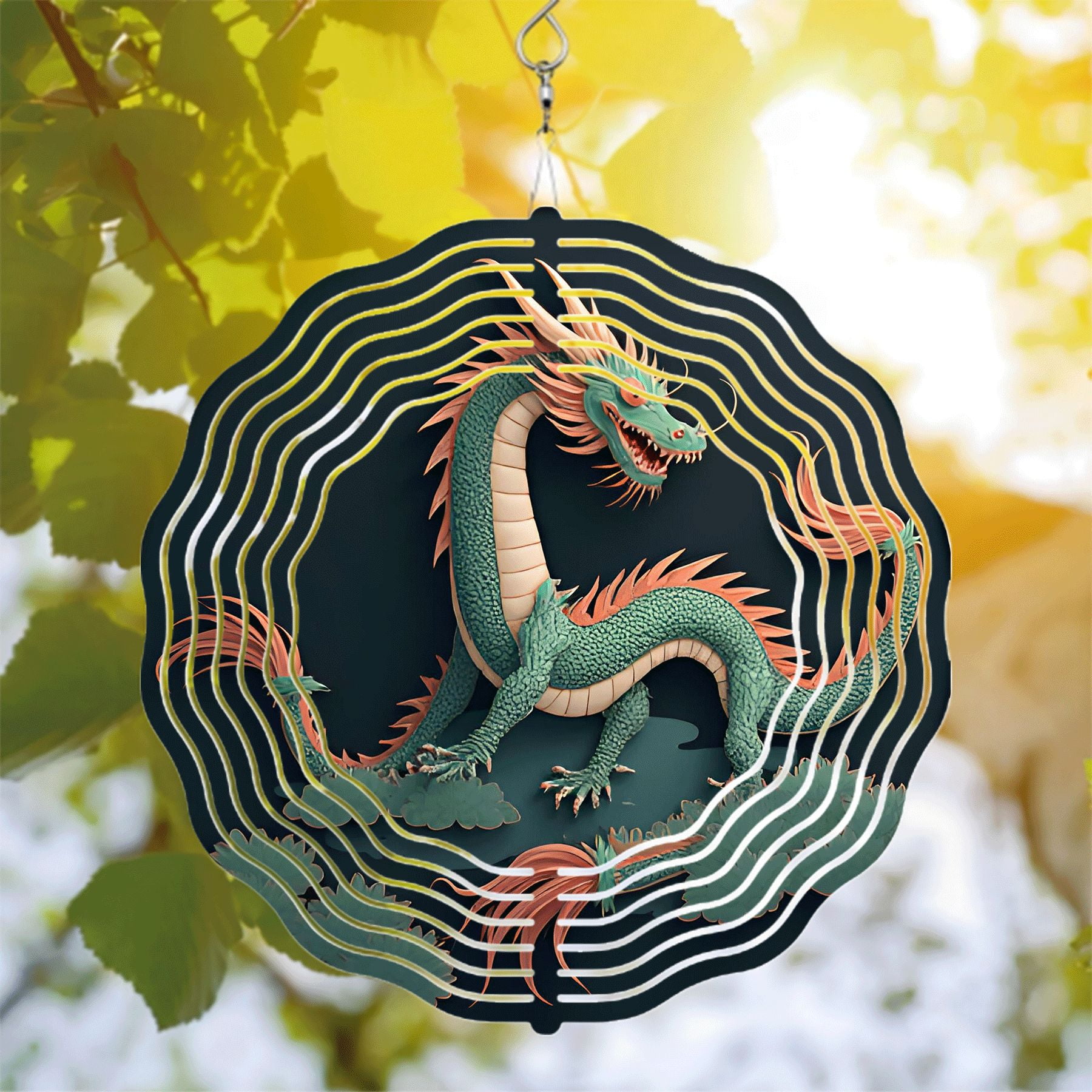 Vibrant Dragon Metal Wind Spinner - Dynamic Vortex Design for Yard ...