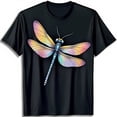 thumbnail image 1 of Vibrant Dragonfly Graphic on Soft Black T-Shirt for Nature Lovers, 1 of 5