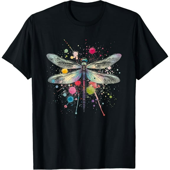 Vibrant Dragonfly Splatter Graphic Tee for All Occasions T-Shirt