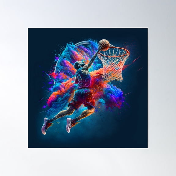Vibrant Dunk Poster Wall Art, Modern Wall Decor, 16x16 UNFRAMED