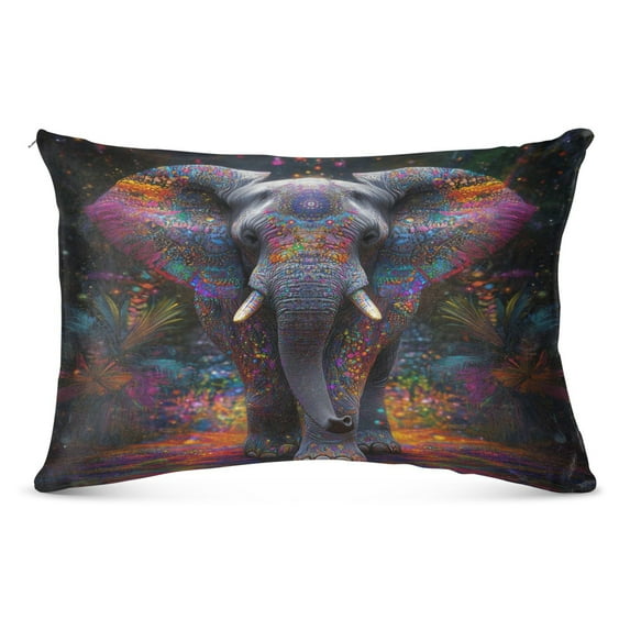 Vibrant Elephant Plush Pillow Cases Queen Size Ultra Soft Warm Pillowcases with Zipper 20"x30"