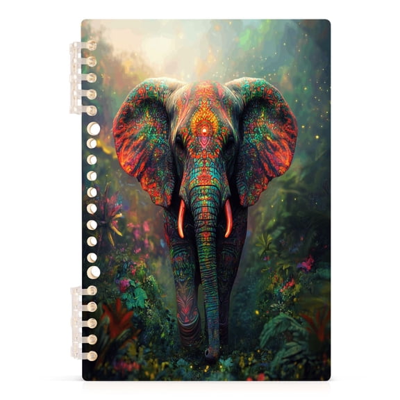 Vibrant Elephant in Forest Notebooks 1-subject Journal 60 Sheets A5 College Ruled Paper Detachable Ring 8.3"x5.7"