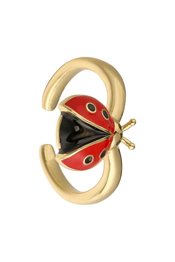 Vibrant Enamel Ladybugs Ring Adjustable Size Lightweight Copper Fashion Finger Jewelry
