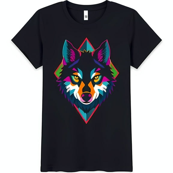 Vibrant Face Graphic on Black T-Shirt Eye Catching Design for All