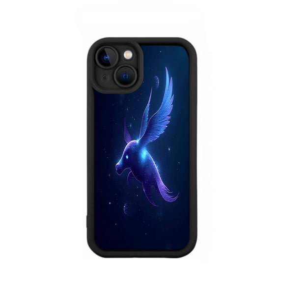 Vibrant Fantasy Creature iPhone 15 Case - Lightweight Yellowing Resistant Glowing Blue - Purple Design on Starry Background