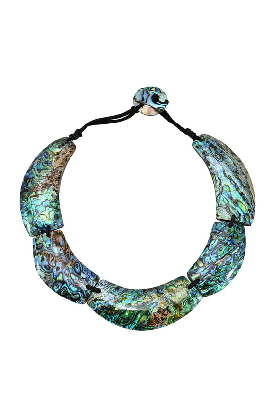 Vibrant Fashion Chunky Abalone Shell Pieces Choker Statement Necklace for Female Adult