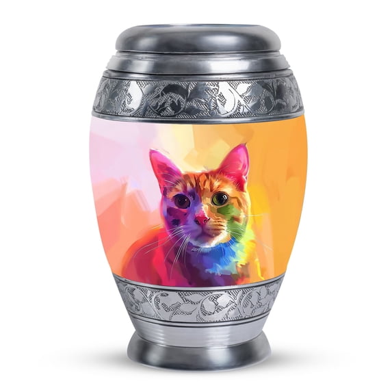 Vibrant Feline Aura Keepsakes For Ashes Of Loved Ones - Funeral Urns For Adults - Urns For Human Ashes Adult Female - Cremation Urn For Adults (Size-3inch,1pcs)
