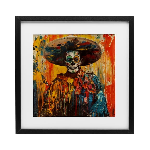 Stupell Industries Vibrant Festive Day of The Dead Black Framed Print Under Glass, design by Marta Wiley