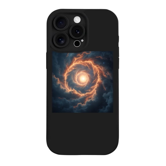 Vibrant Fiery Spiral Design iPhone 15 Pro Case - Lightweight Yellowing Resistant Cosmic Theme with Swirling Flames & Starry Background